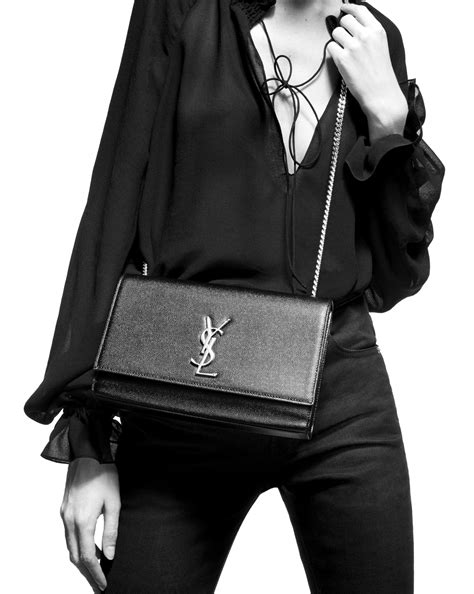 Saint Laurent Kate Monogram YSL Grain de Poudre Clutch Bag